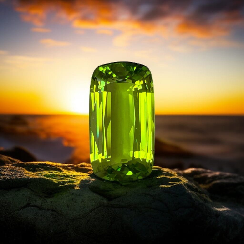 valueble gemstone in front of sun set.