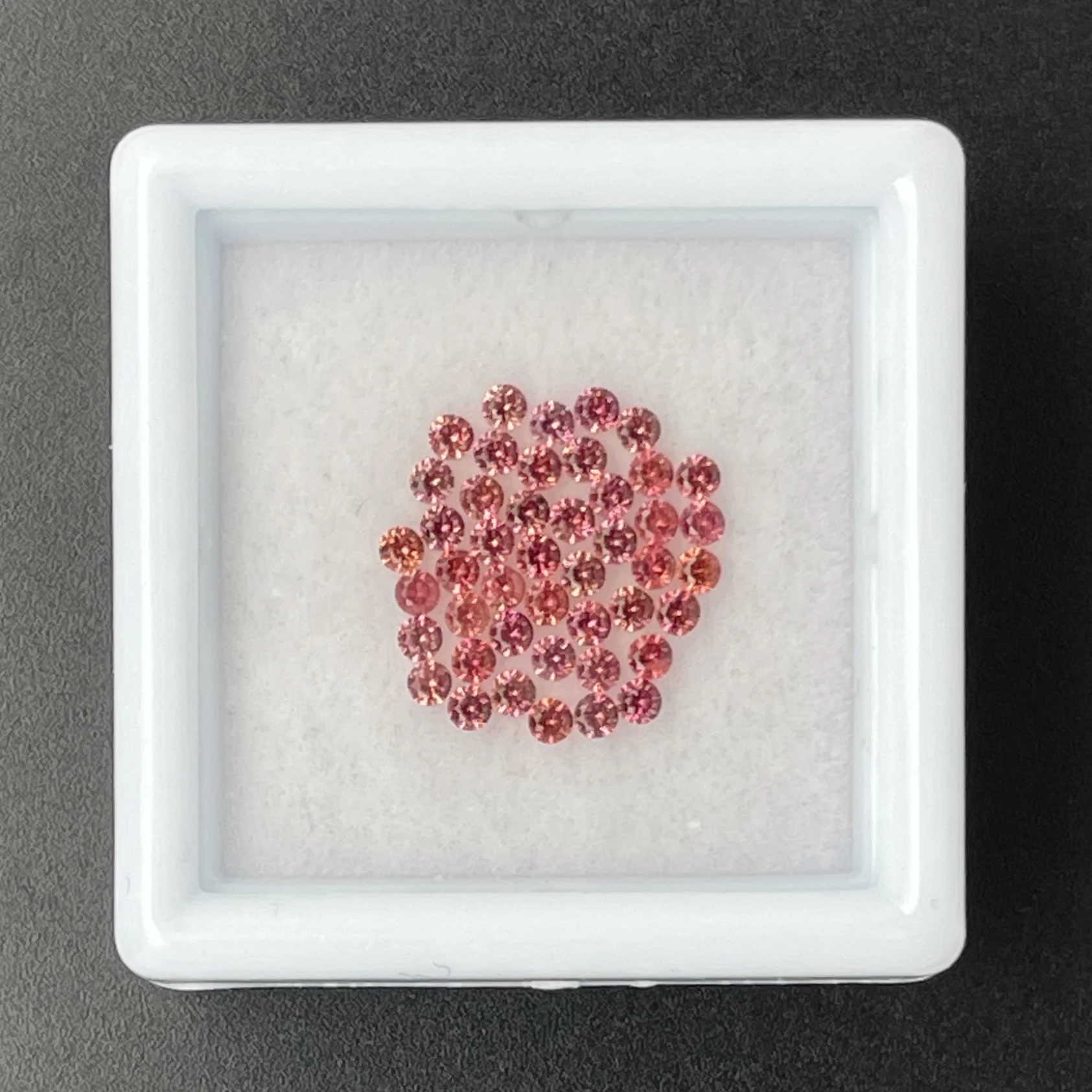 SFC027P1 Sapphire Parcel (45 pcs) | 1.60 mm Precision-Cut Brilliant | Pinkish Orange | Songea, Tanzania - Image 1