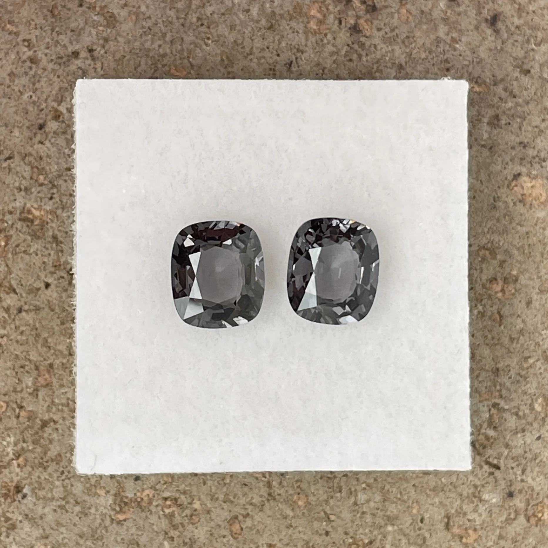 SLP013P1 Spinel Pair 2.82 ct | Cushion | Smoke Grey | Mogok, Burma (Myanmar) - Image 1