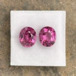 Umbalite (Rhodolite Garnet) Pair 7.35 ct | Oval | Mulberry Red | Umba Valley, Tanzania