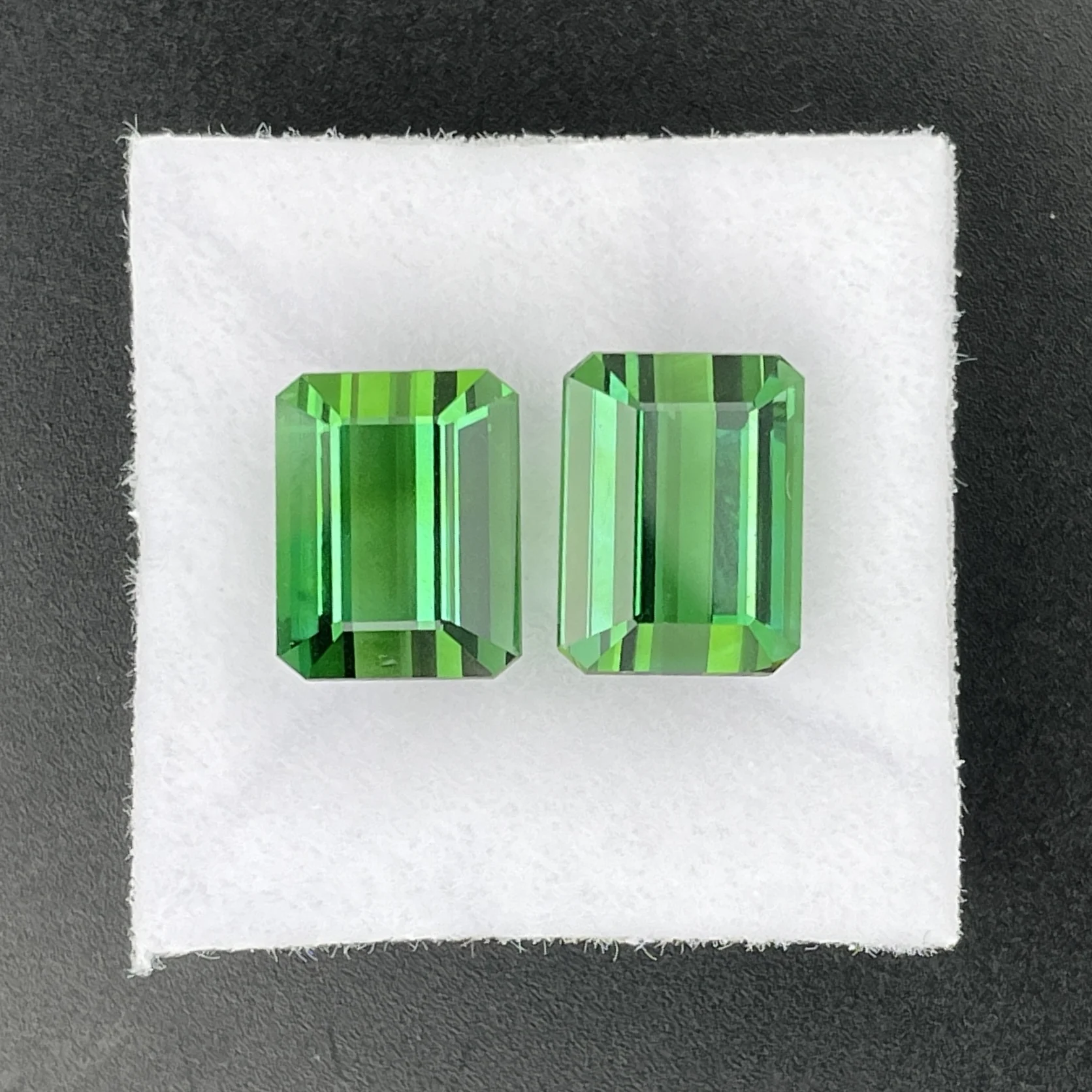 TOP036P1 Tourmaline Pair Companion 9.69 ct | Emerald Cut | Bottle Green | Rubaya, Congo (DRC) - Image 1