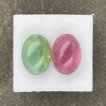 Tourmaline Reverse Pair 14.61 ct | 14 x 10 mm Oval Cabochon | Green & Pink | Minas Gerais, Brazil