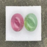 Tourmaline Reverse Pair 14.61 ct | 14 x 10 mm Oval Cabochon | Green & Pink | Minas Gerais, Brazil - Image 2