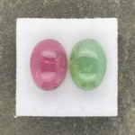 Tourmaline Reverse Pair 14.61 ct | 14 x 10 mm Oval Cabochon | Green & Pink | Minas Gerais, Brazil - Image 4