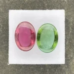 Tourmaline Reverse Pair 14.61 ct | 14 x 10 mm Oval Cabochon | Green & Pink | Minas Gerais, Brazil - Image 3