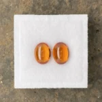 Mandarin Garnet Pair 3.65 ct | 8 x 6 mm Oval Cabochon | Slightly brownish Orange | Iseyin, Nigeria