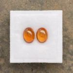 Mandarin Garnet Pair 3.65 ct | 8 x 6 mm Oval Cabochon | Slightly brownish Orange | Iseyin, Nigeria - Image 2
