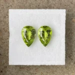 Peridot Pair 4.14 ct | Pear Shape | Apple Green | Hunan Province,China
