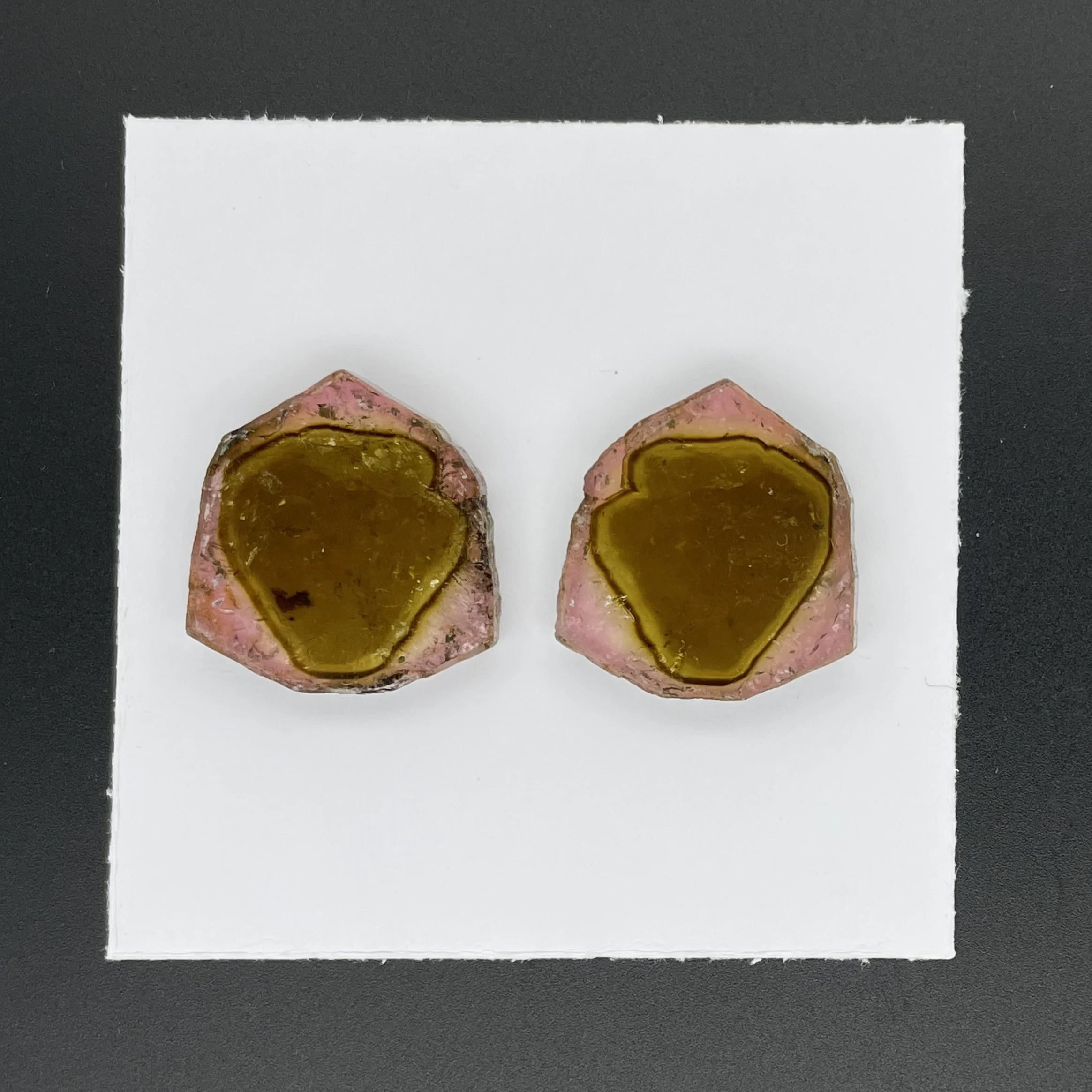 TOP046P1 Tourmaline Pair 44.42 ct | Crystal Slice | Bi-Color | Ibity, Madagascar - Image 1